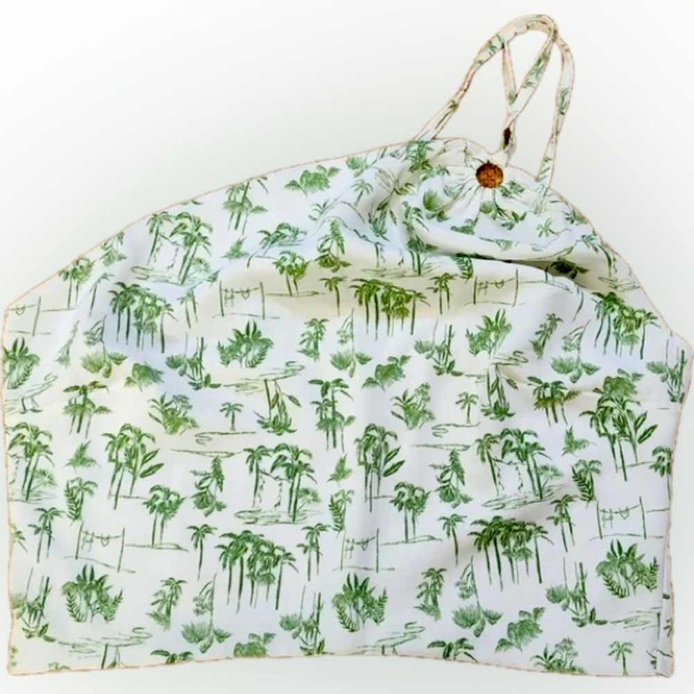 Abercrombie Asymmetrical Palm Print Crop Top